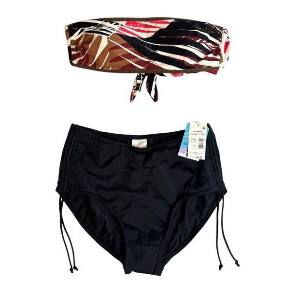 Vince Camuto & Swim Solutions 2 Piece Swimsuit Top Medium Bottom 12 NEW NWT - Picture 1 of 10